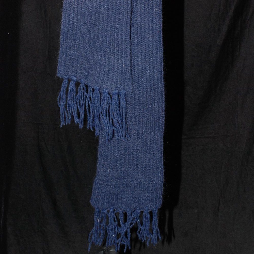 Dark Navy Blue Thick Winter Scarf Knit with Frills 75” x 8”